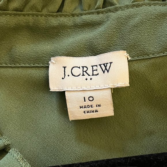 J. Crew Ruffle-Trim Crepe Tank Top in  Faded Moss - Picture 9 of 12